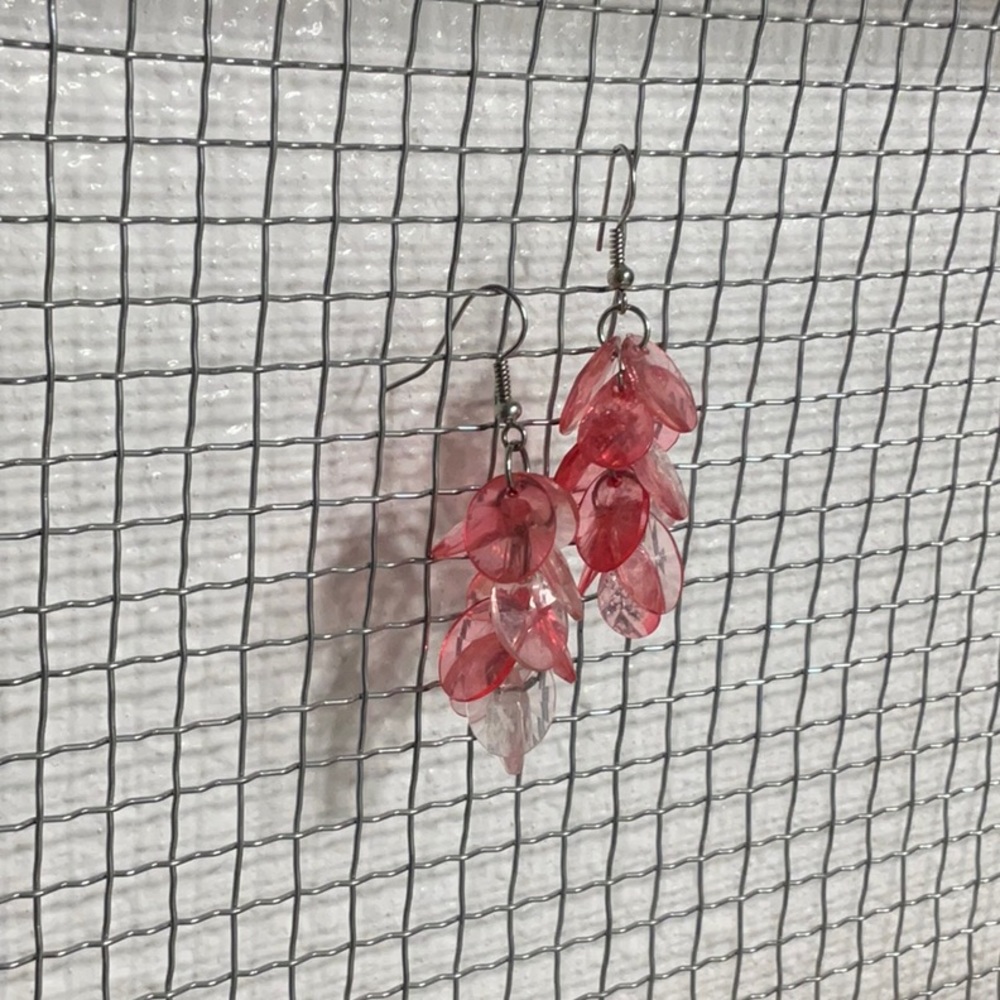 Pink Sheer Costume Jewelry Earrings